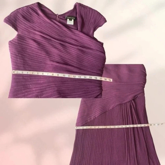 TADASHI SHOJI Pleated Chiffon Gown in Purple Size 16 - Picture 6 of 8